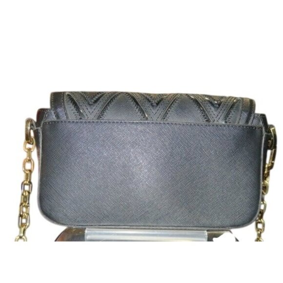 TORY BURCH Fleming Black Structured Quilted leather flap chain crossbody handbag - Picture 3 of 14